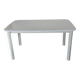Glossy white table for dining room with white metal legs, in very good condition.