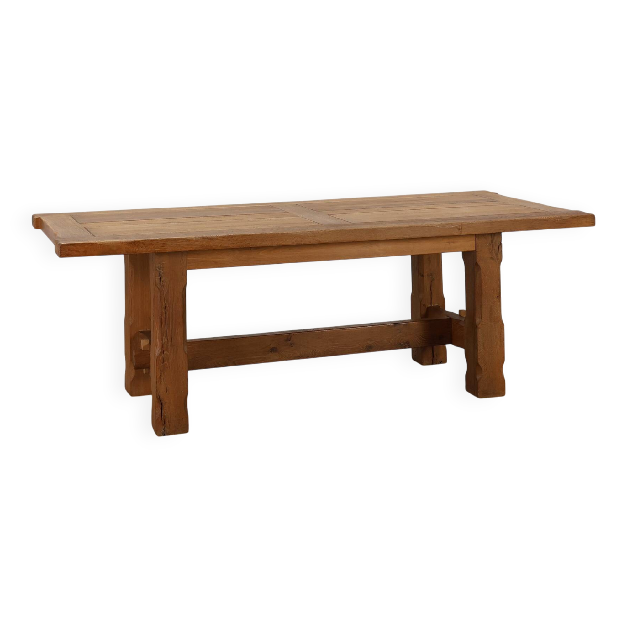 Brutalist Mid-century Oak Dining Table, Belgium 1960s