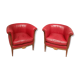 Pair of red leather armchairs
