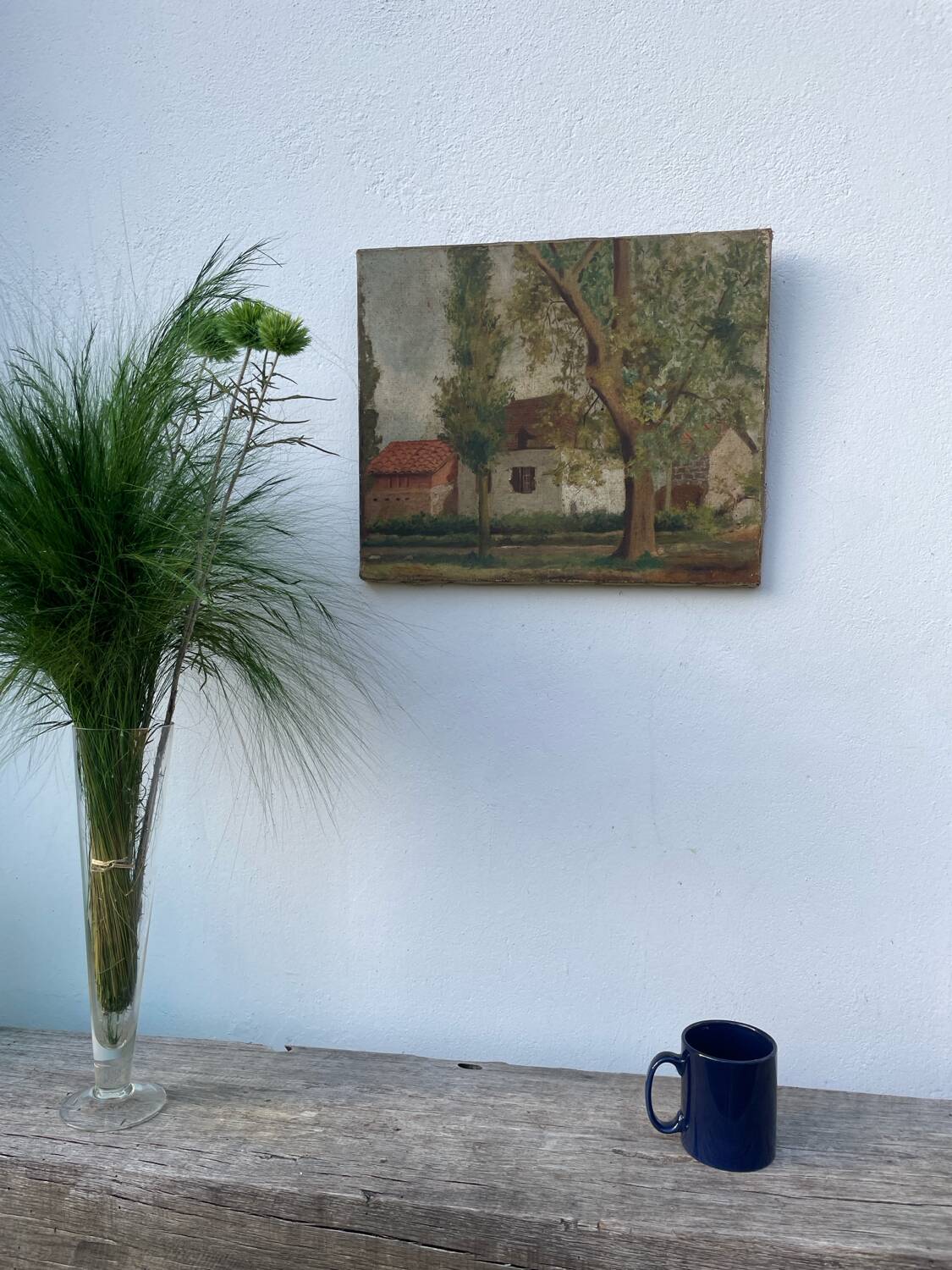 Painting of a countryside landscape in oil on canvas.