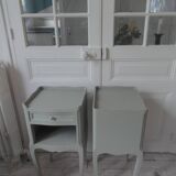 Bedside tables, end tables, beautiful invoices re-enchanted in verdigris waxed finish.