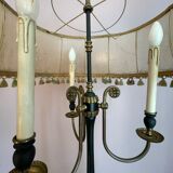 Vintage floor lamp in black and gold metal with lampshades