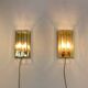 Glamorous pair of French Brass & Facet Glass Sconces