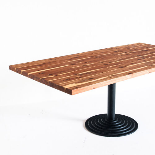 Table en bois de cyprès massif avec pied central vintage