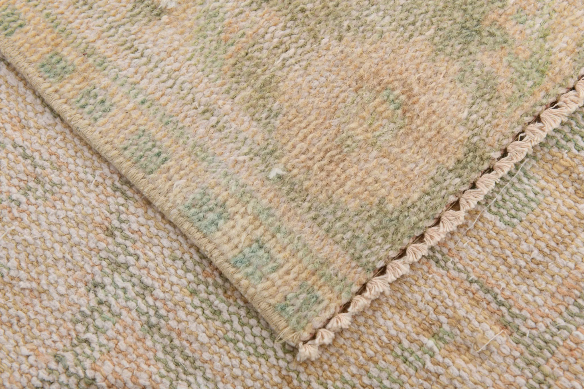 Vintage Peach & Green Turkish Rug, Handmade Neutral Rustic Carpet, 168x274