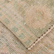 Vintage Peach & Green Turkish Rug, Handmade Neutral Rustic Carpet, 168x274