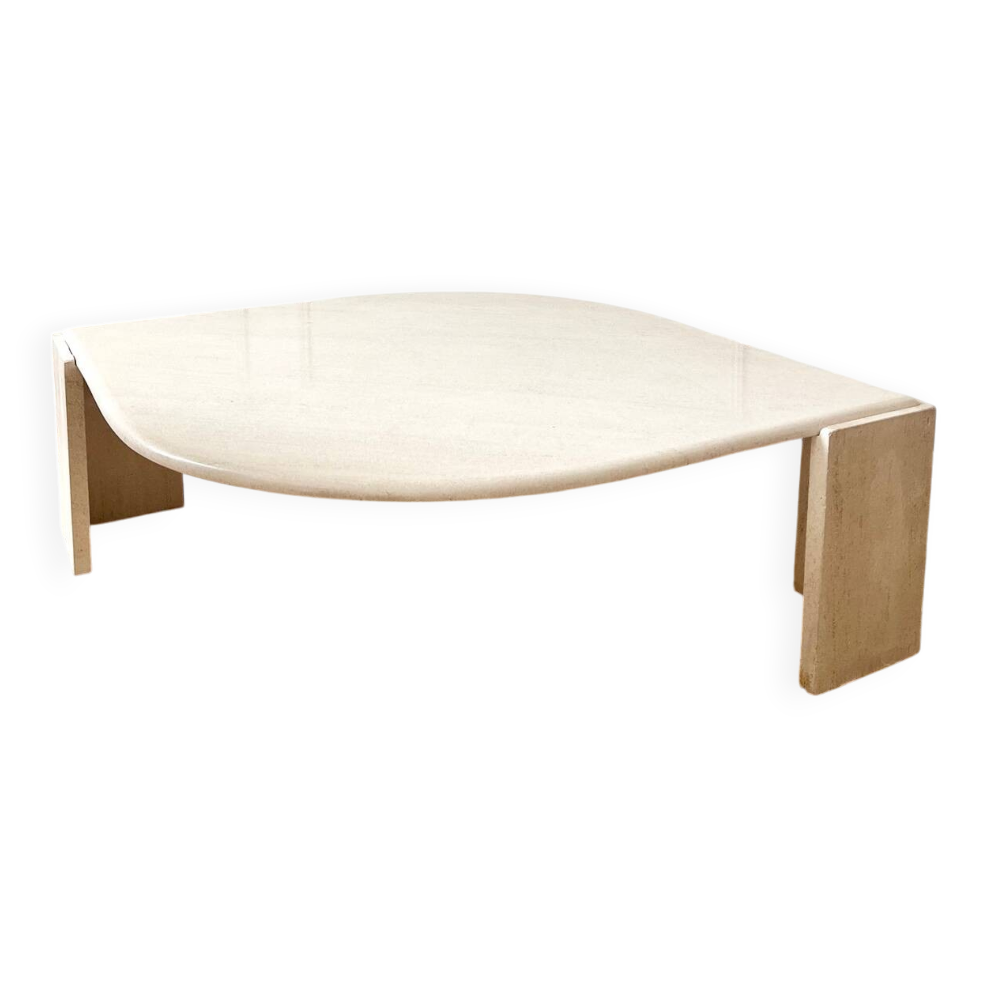 Rochebobois travertine eye-shaped coffee table