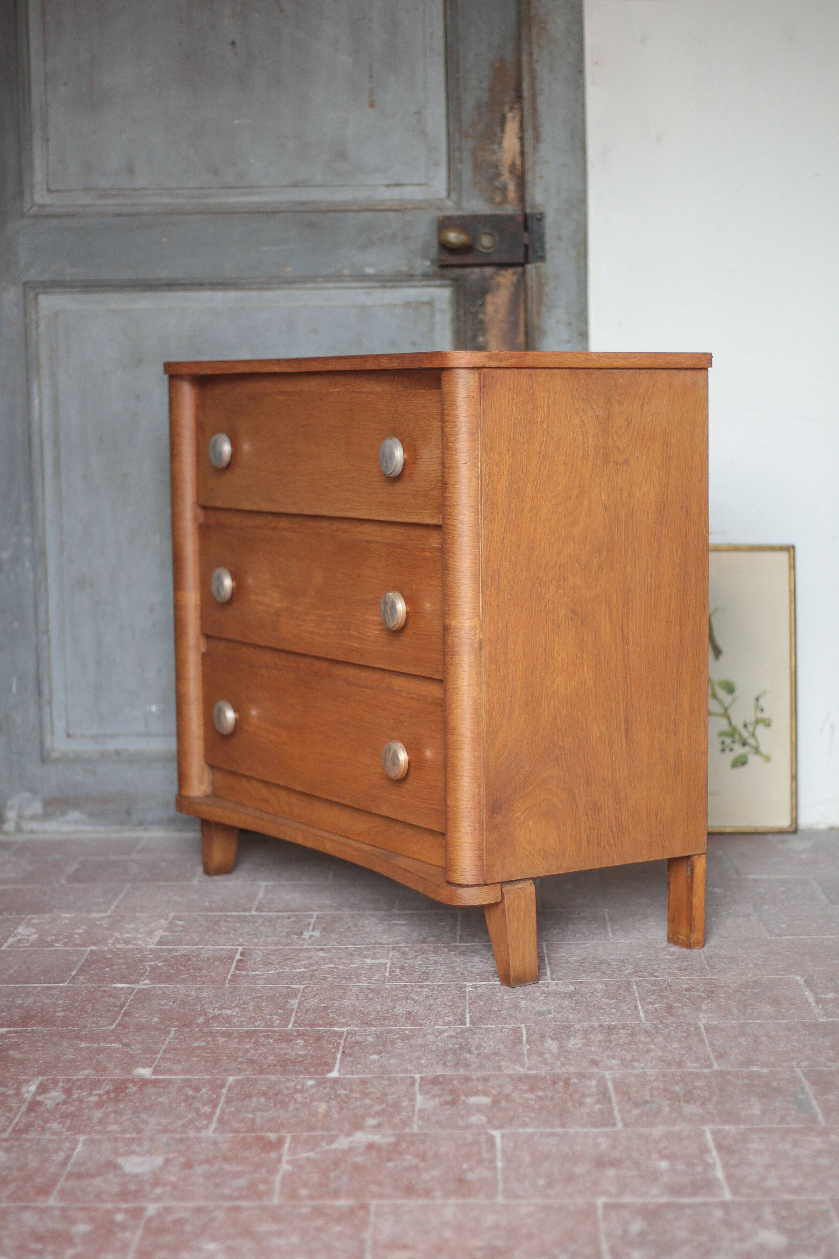 Wooden commode with 3 drawers, storage unit, antique, Art Deco