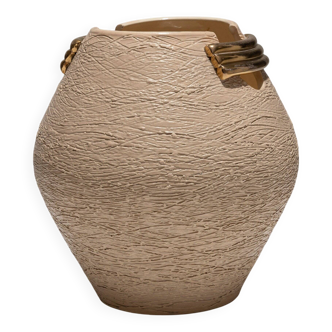 Vase ovoïde en faïence texturée, 1940s