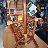 Vintage rattan magazine rack, approx. 1960