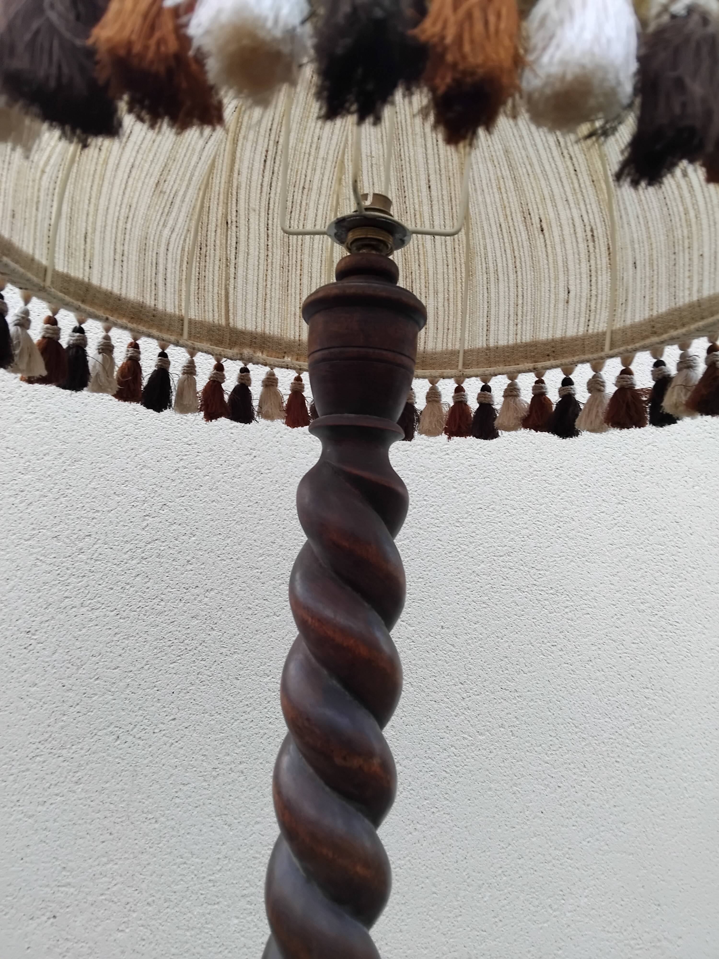 CHARLES DUDOUYT vintage floor lamp, turned wood
