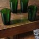 Un lot de 4 grands verres Vereco vert vintage