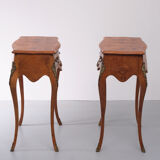2 italian burl side tables louis xv style