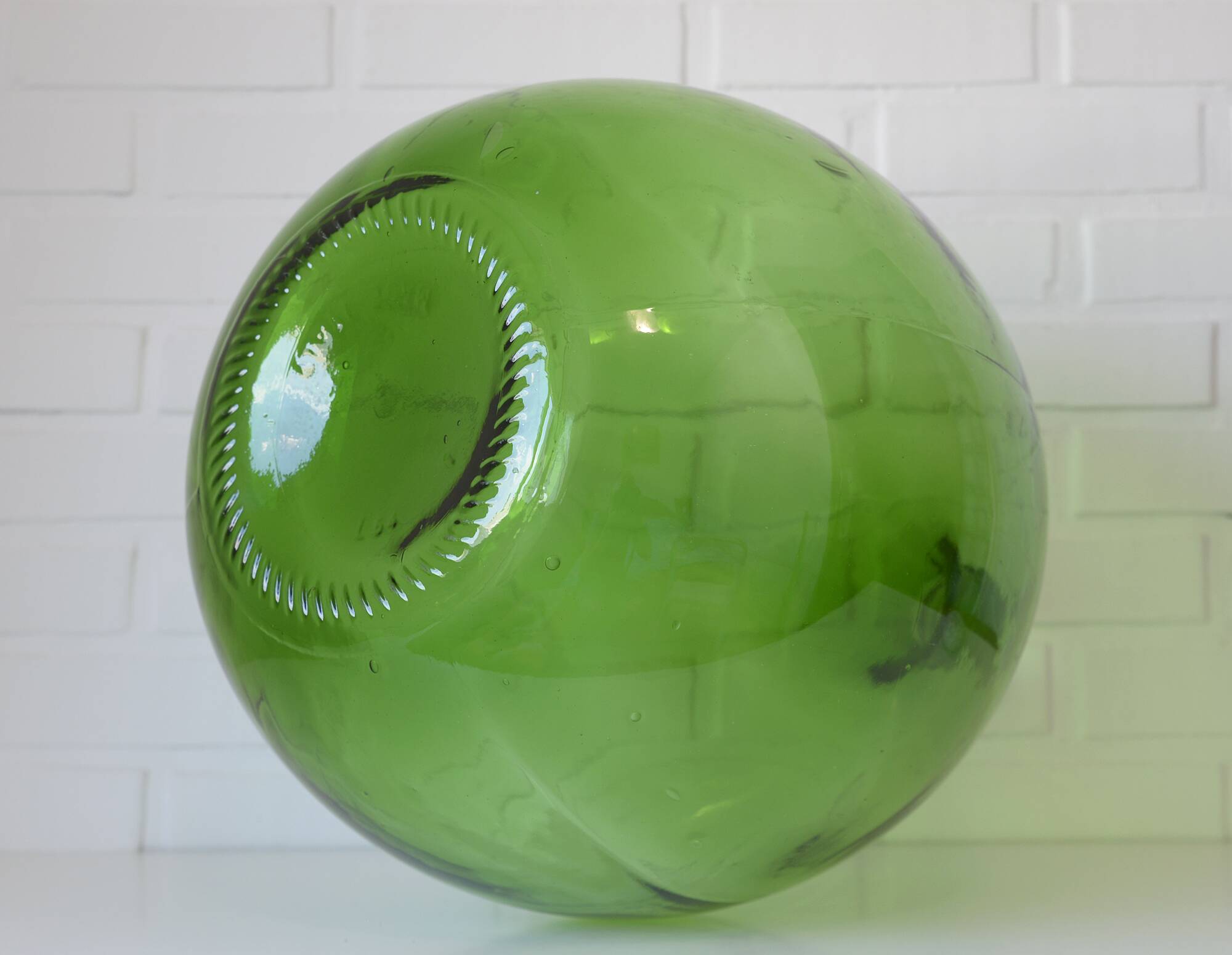 XXL demijohn / vintage clear green bottle / hand blown glass / floor vase