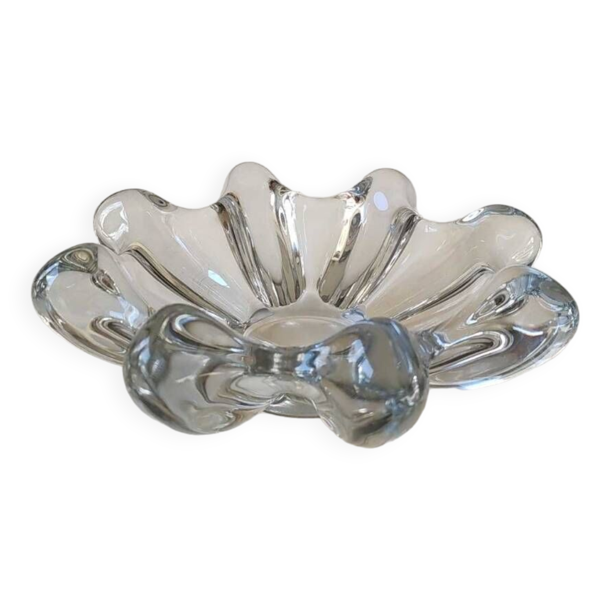 Large pocket organic floral shape/Corolla/Starry. Art Vannes France unsigned. Crystal.