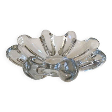 Large pocket organic floral shape/Corolla/Starry. Art Vannes France unsigned. Crystal.