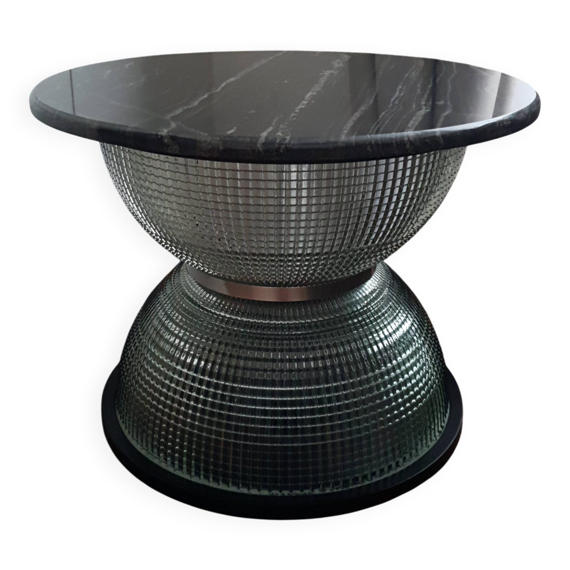 Holophane coffee table in marble and aluminum