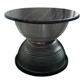 Table basse holophane en marbre et aluminium