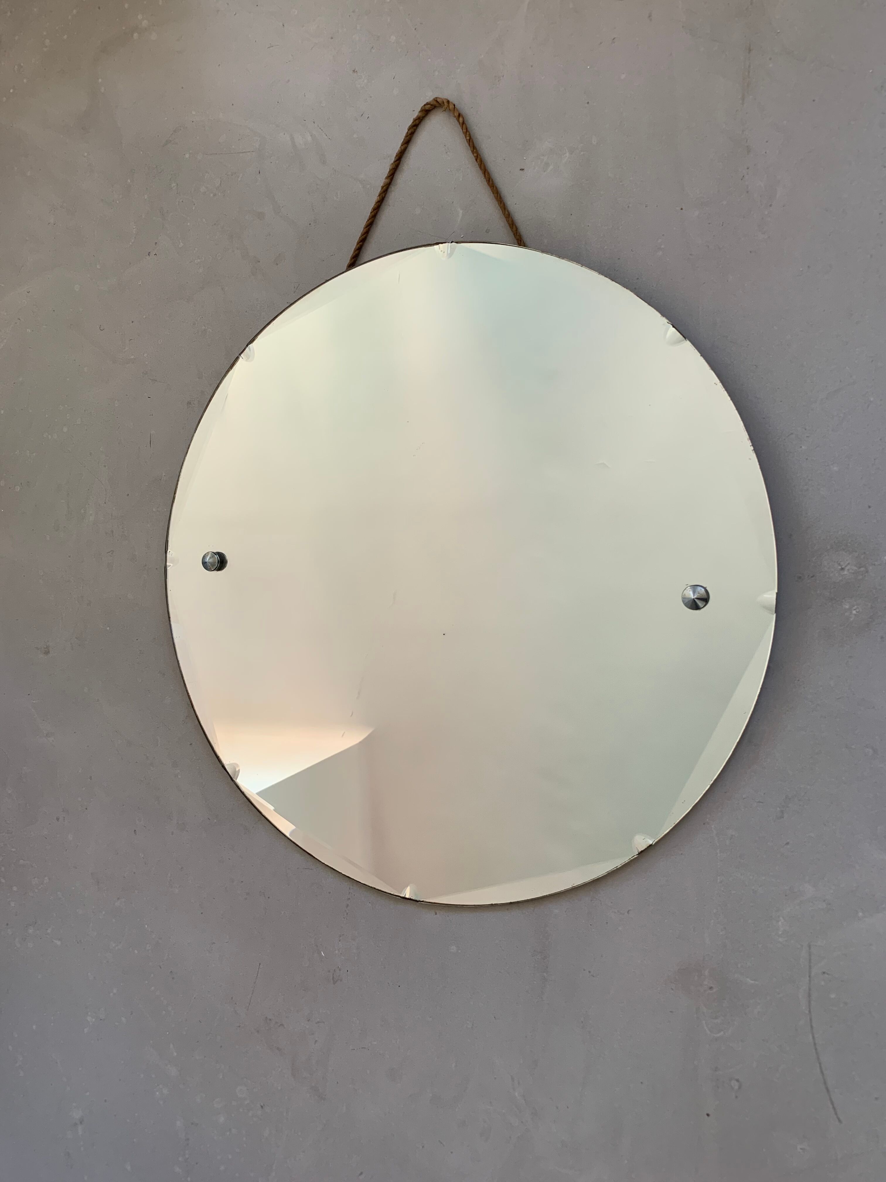 Old beveled round mirror 60cm