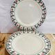5 plates in faience with red and green flower pattern - ceranord-made in france