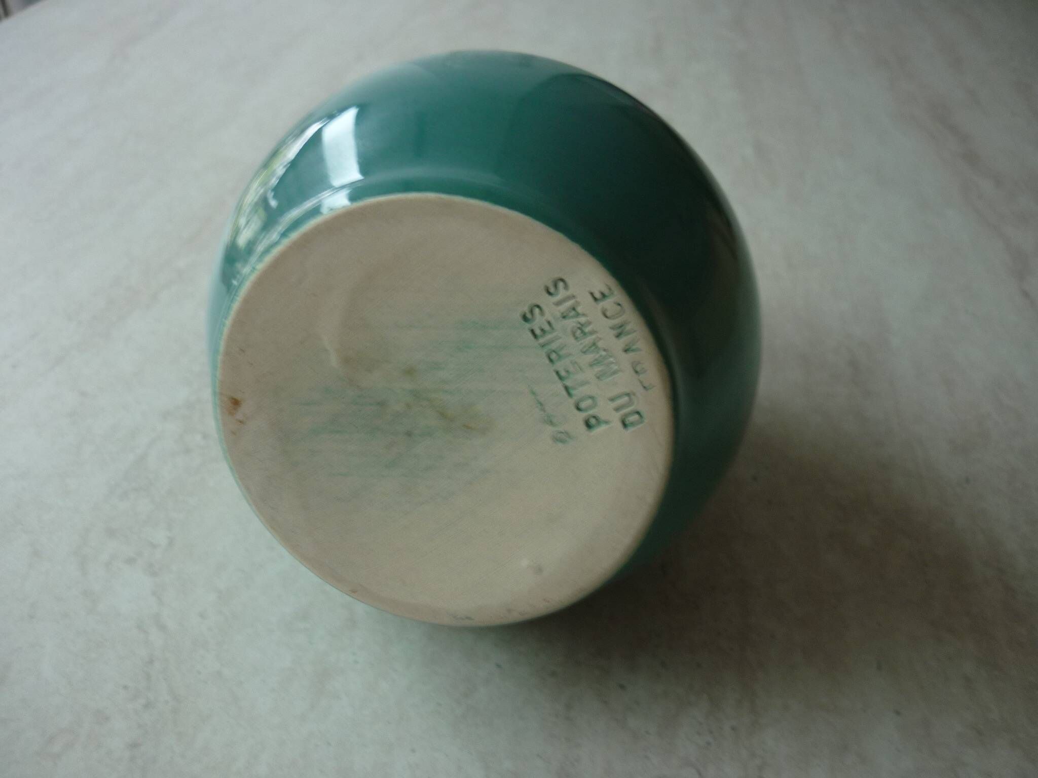 Green/duck blue ceramic milk jug