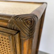 Vintage rattan and travertine sideboard, 1960s
