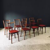 French Reconstruction Bistro Chairs from Baumann, 1950s, Set of 8