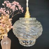 Vintage molded glass globe pendant light