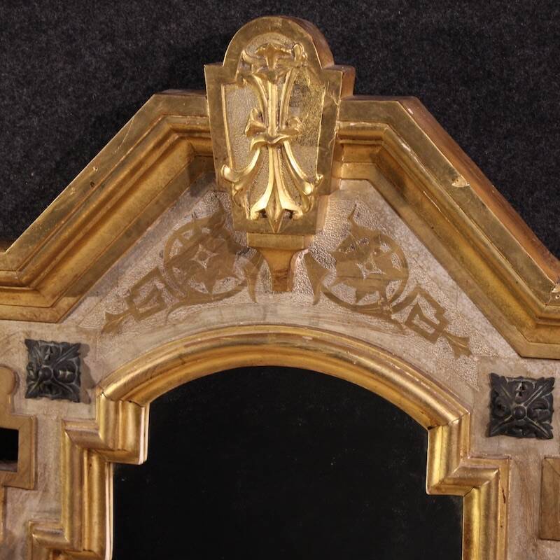 19th century lacquered and gilded Italian mirror