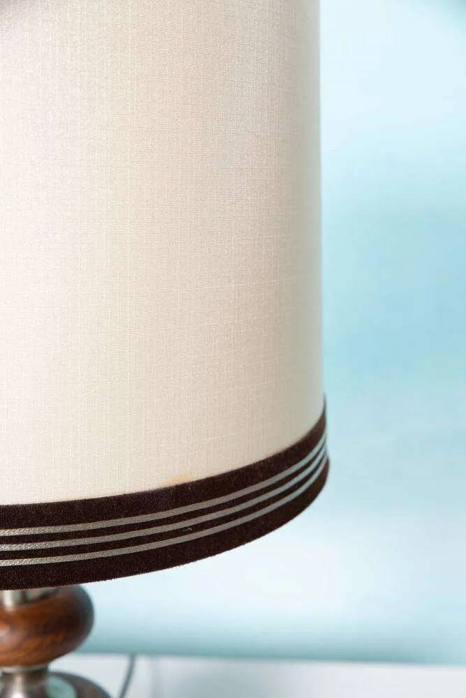 1960s bohemian table lamp, space age wooden bedside lamp