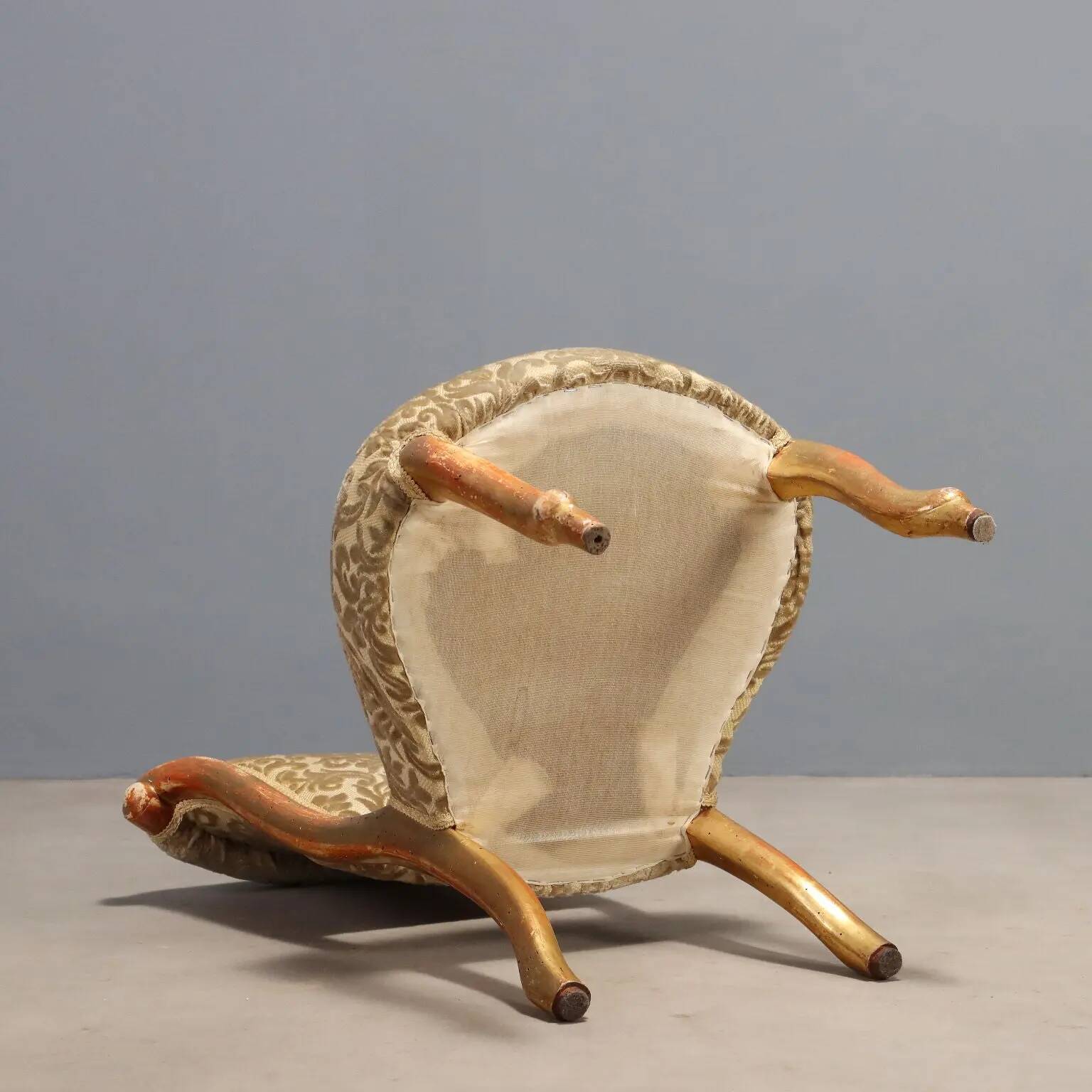 Antique Louis-Philippe armchair in wood, Italy, 19th century