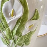 Italian ceramic lamp with arum flowers