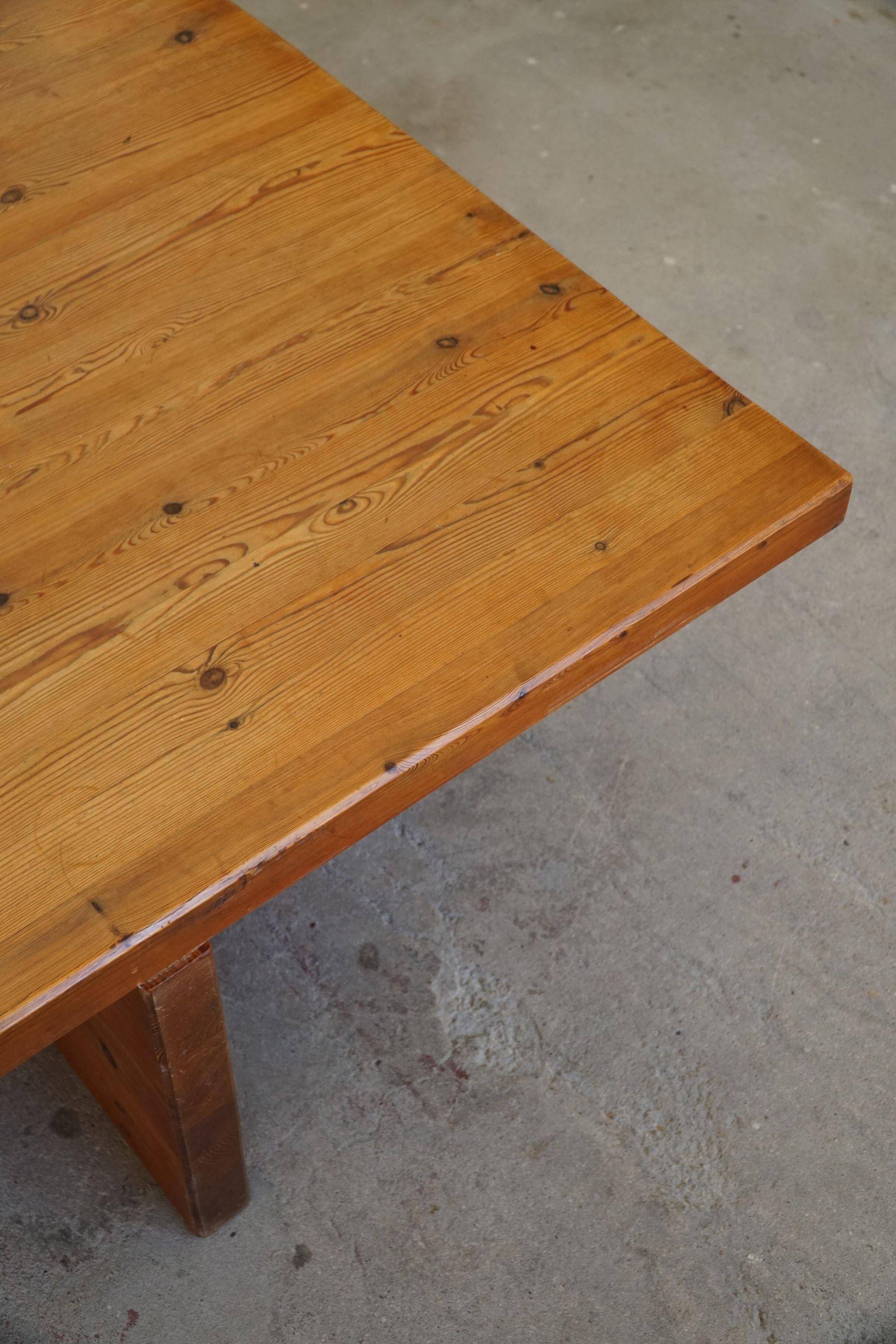 Modern Swedish coffee table in solid pine by Sven Larsson, brutalist, 1970s.