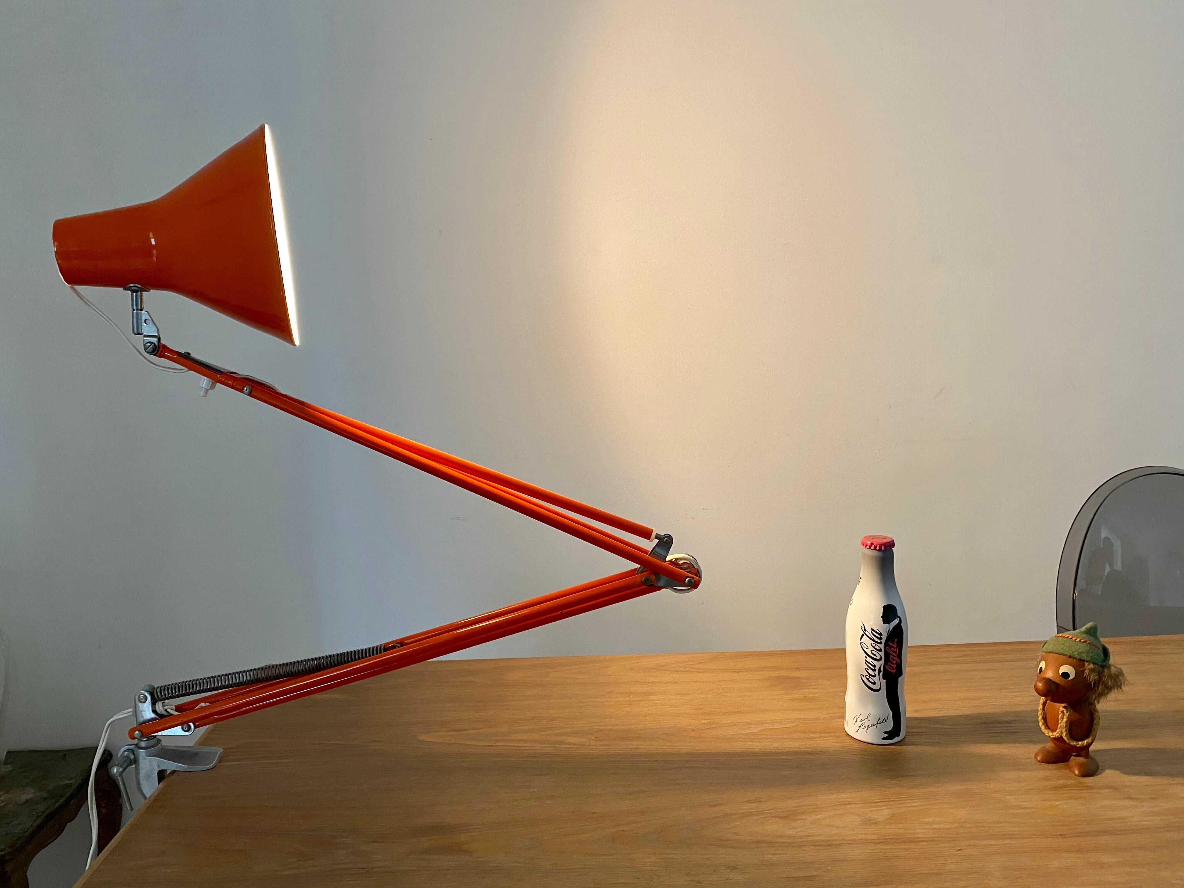 Office lamp architect aluminor France vintage 70s orange