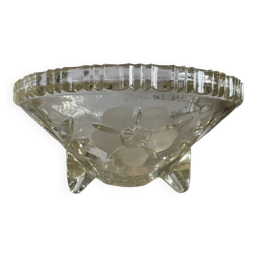 Coupe Art Déco tripode en verre ciselé