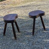 Pair of vintage shepherd stools in solid oak