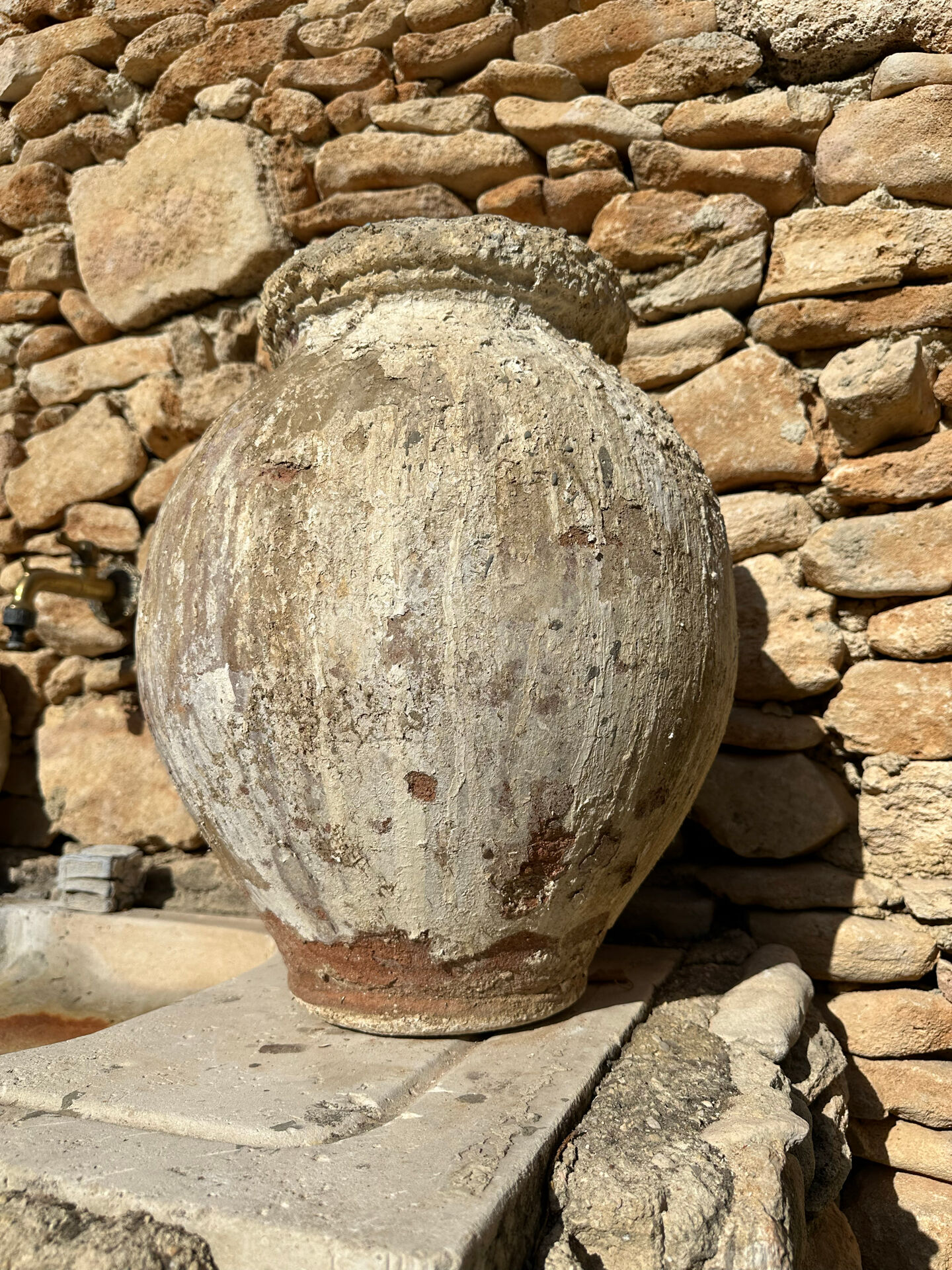 Ancient terracotta pottery jar from the 19th century.