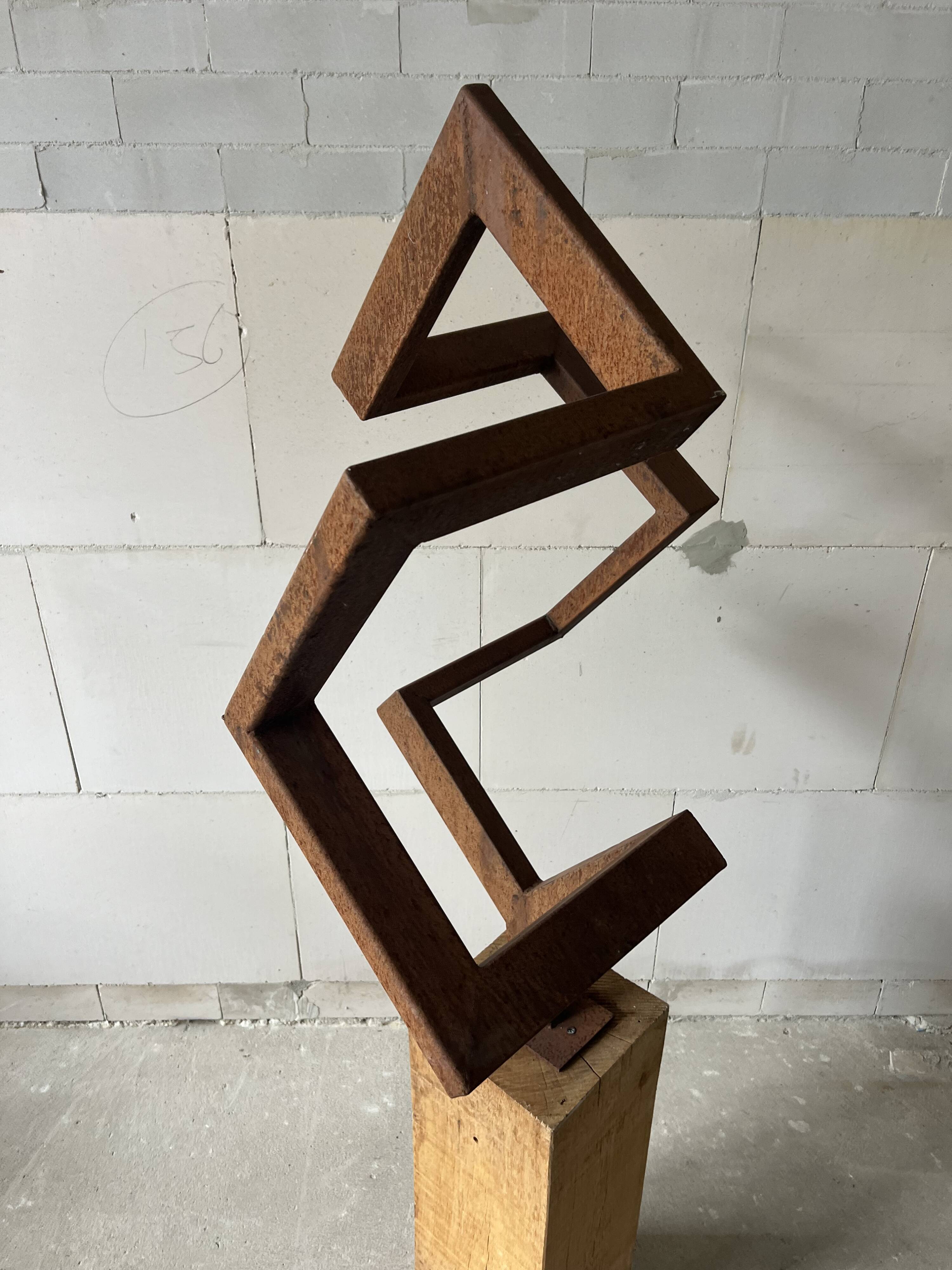 Sculpture “Balance”. a 1970s geometric abstraction in steel