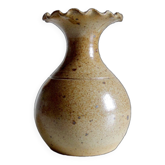 Vintage frilled stoneware vase