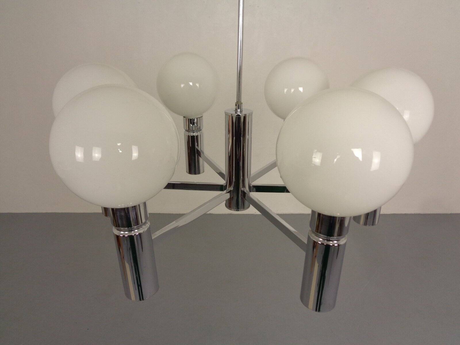 Opaline Glass Pendant Lamp from Sölken Leuchten, Germany, 1960s