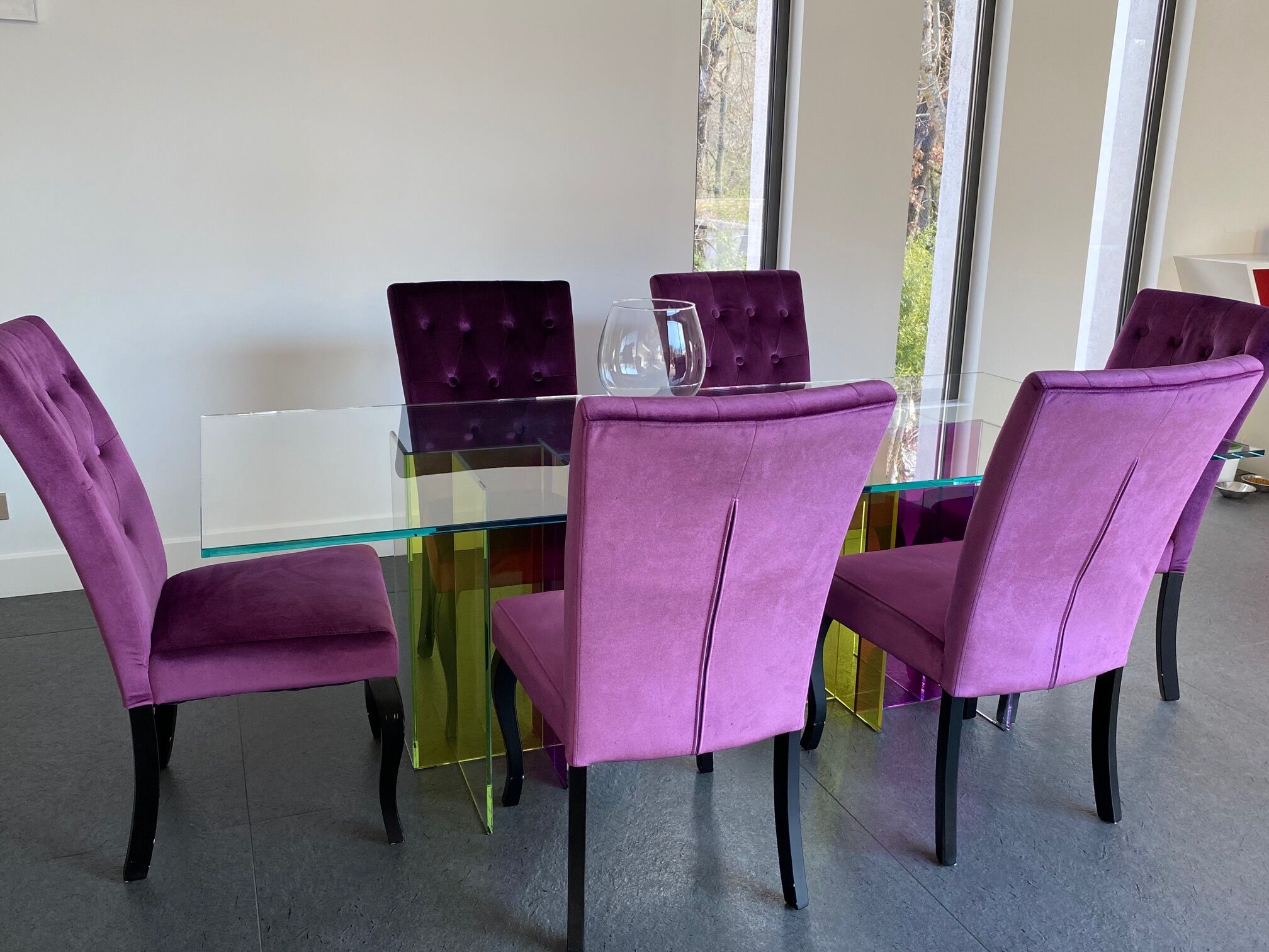 Table salle a manger Roche Bobois diapo verre 210 x110 Selency