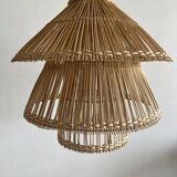 Rattan pendant lamp or light in the shape of an Asian lantern