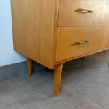 Vintage oak chest of drawers from the 1960s.