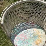 Set of 2 Vintage White Rattan Armchairs – 1970s