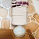 Table lamp in turned ceramic and wool