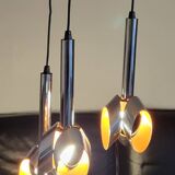 Massive Belgique three-arm waterfall pendant lamp in chrome and orange lacquer