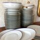 table service art deco limoges porcelain white border blue and gold 61 pieces signed