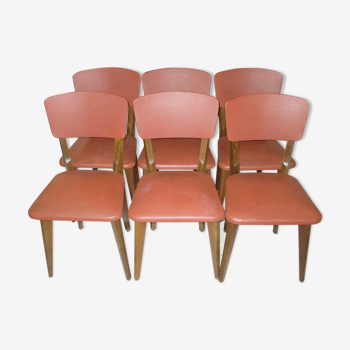 Suite de 6 chaises vintage 1950