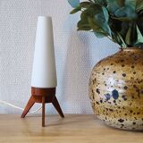 Rocket lamp, teak and opaline, 1950s