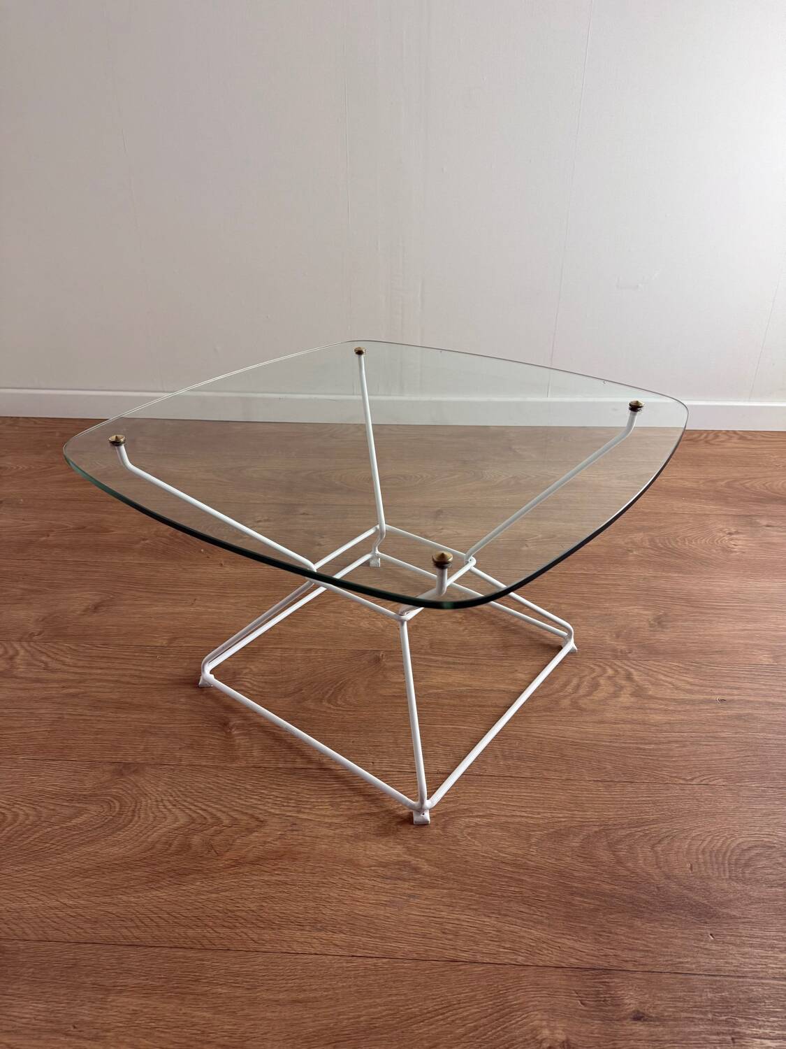 Glass coffee table with steel base
